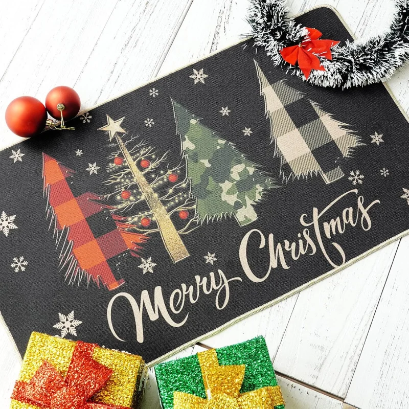 Christmas doormat black holiday indoor and outdoor decorative floor mat 61X90cm