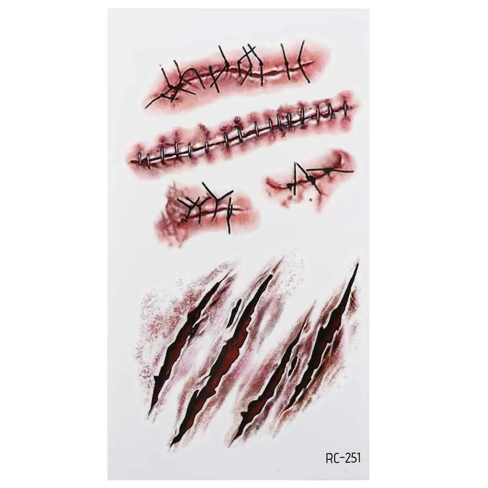 Face Patch Halloween Temporary Tattoos Waterproof Lifelike Tattoo Stickers Spider Scar DIY Scar Spider Design
