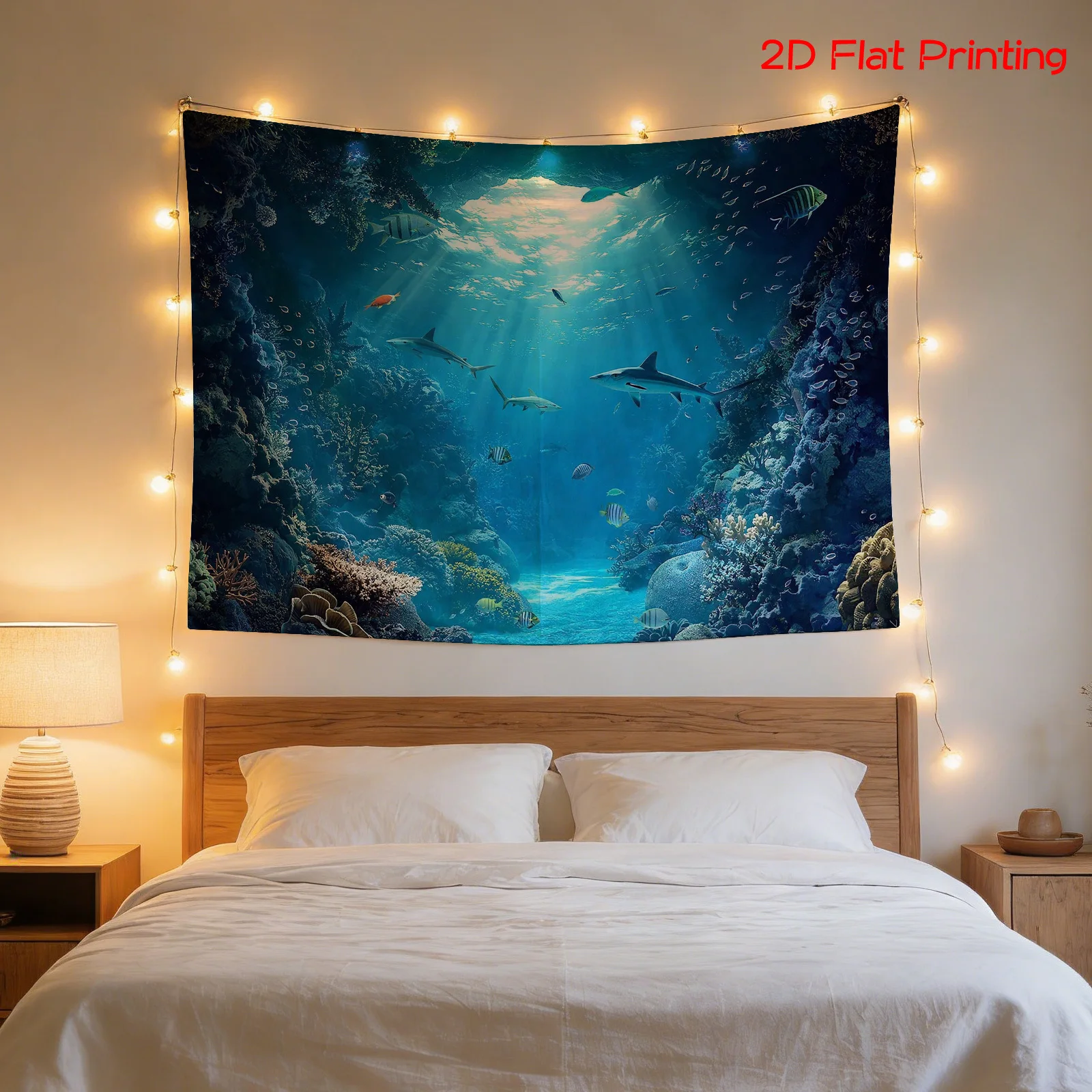 Большой настенный гобелен с из – обзор и цена Aquarium Blue Marine Reef