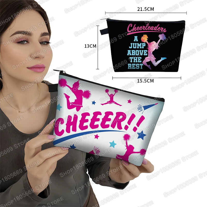 Cheerleading Girls Cosmetic Storage Bag Cheerleader Women Beauty Makeup Bags Birthday Party Toiletries Bag Lipstick Small Pouch