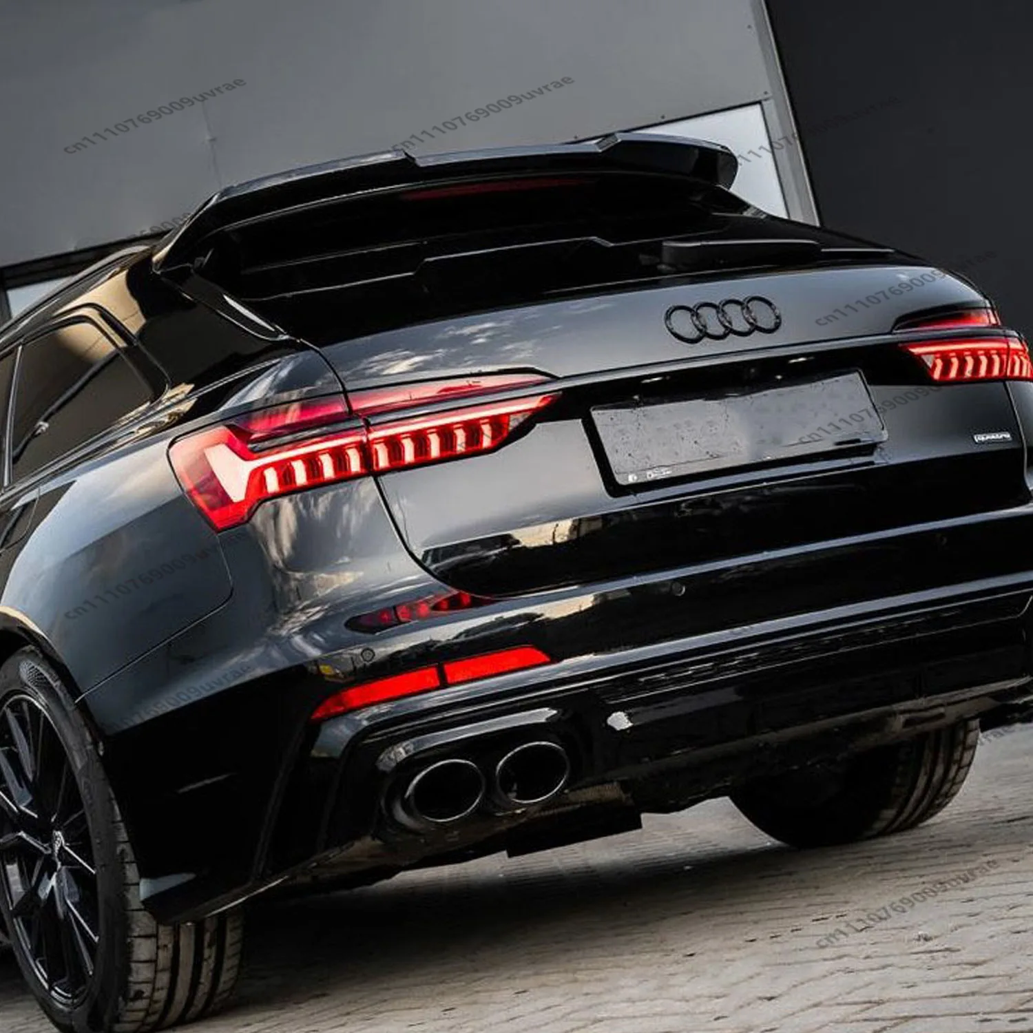 Gloss Black Rear Roof Spoiler Caps For AUDI S6 A6 C8 TSI TDI S-line Avant 2019-2025 Car Rear Top Tail Wing Bodykits Tuning view 2