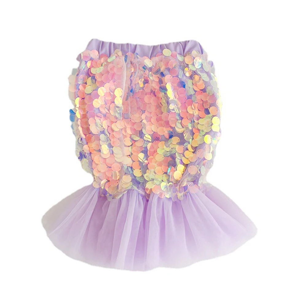 Baby Girl Mermaid Princess Sequins Tutu Skirt Fish Tail Mermaid Hip Skirt Mom Kid Family Matching Clothes Fancy Party Costume