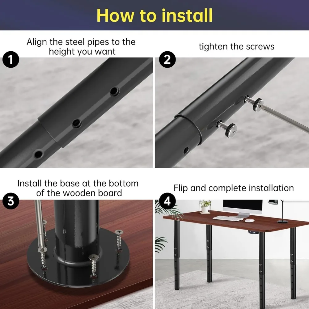 Verstellbare Tischbeine aus Metall, 21 bis 36 Zoll, Schreibtischbeine für das Heimbüro, DIY-Möbelbein-Set, geeignet für Computertische und