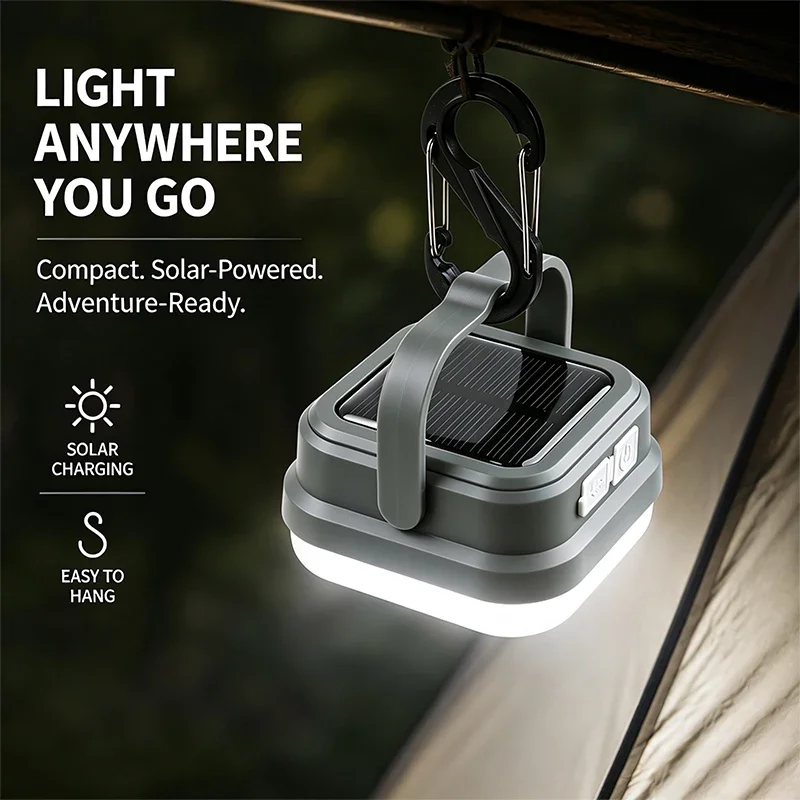 JIASHUAIXIN Neue Solar-Campinglampe, multifunktionale Outdoor-Lampe, USB-aufladbar, superlange Batterielaufzeit, Zelt-Campinglampe