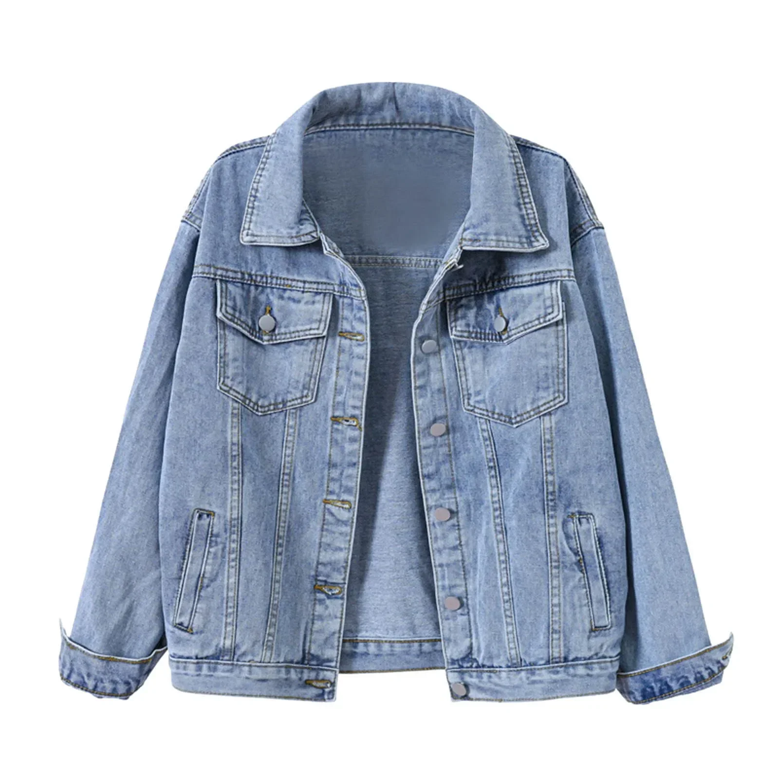 2024 Frühling Herbst neue Jeans jacke Frauen lässige Tops Kurz mantel weibliche Farbe Jeans jacken Baumwolle lose Oberbekleidung Frau Tops