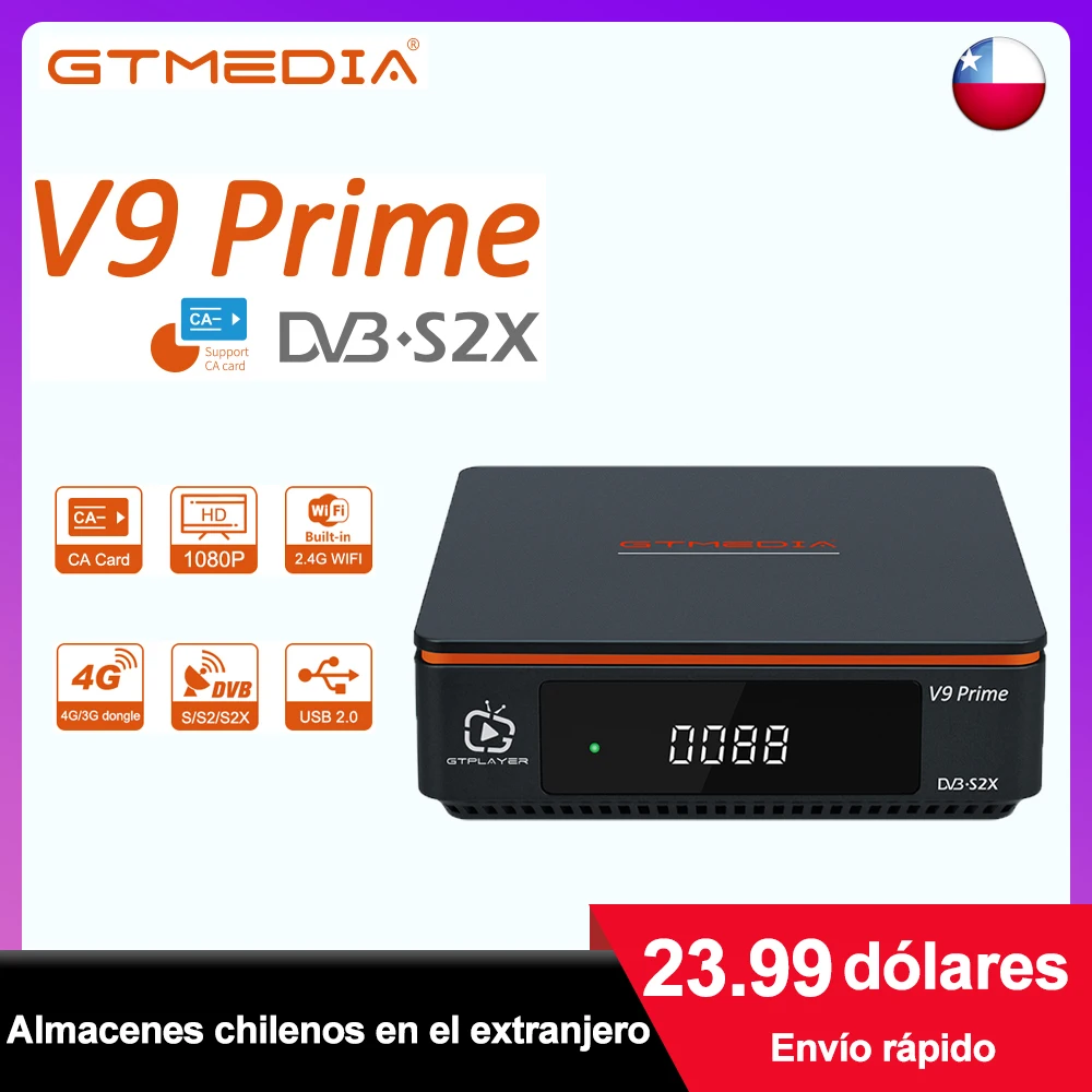 GTMEDIA V9 Prime DVB-S/S2/S2X odbiornik satelitarny, VCM/ACM/multi-stream/T2-MI, HEVC główny profil 10, BISS auto roll wbudowany WIFI