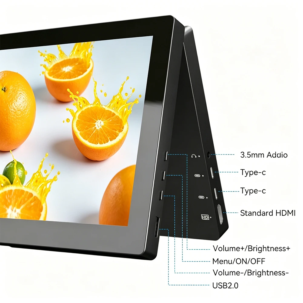 10.1 Inch Touchscreen Portable Monitor, 1366x768 HD IPS Display, HDMI Type-C, External Secondary Screen for Laptop PC Switch