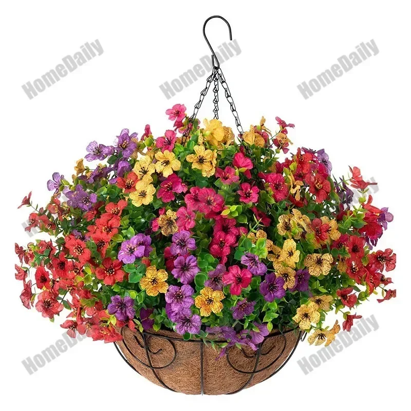 10-Zoll-künstliche violette Seidenblume mit Kette zum Aufhängen, Korb, DIY, Garten, Hochzeit, festliche Ornamente, künstliche Blumen, Veilchen