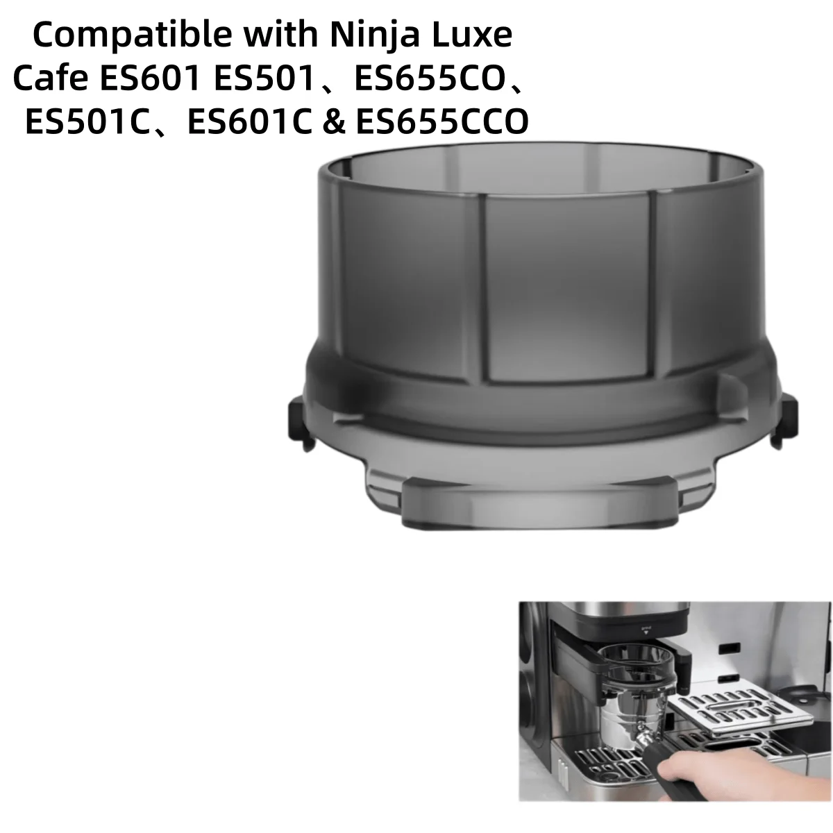Compatible with Ninja Luxe Cafe ES601 Premier Series, Portafilter Funnel & Coffee Dosing Ring Replacement Parts