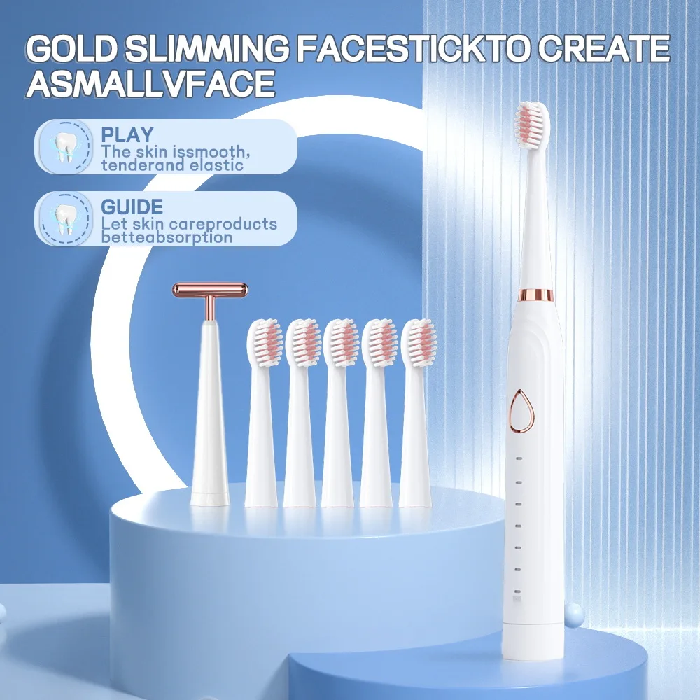 Multifunctional Oral Skin Care Kit Tooth Care Face Cleaning Lifting Device Sonic Electric Toothbrush Travel Set with 7 Heads