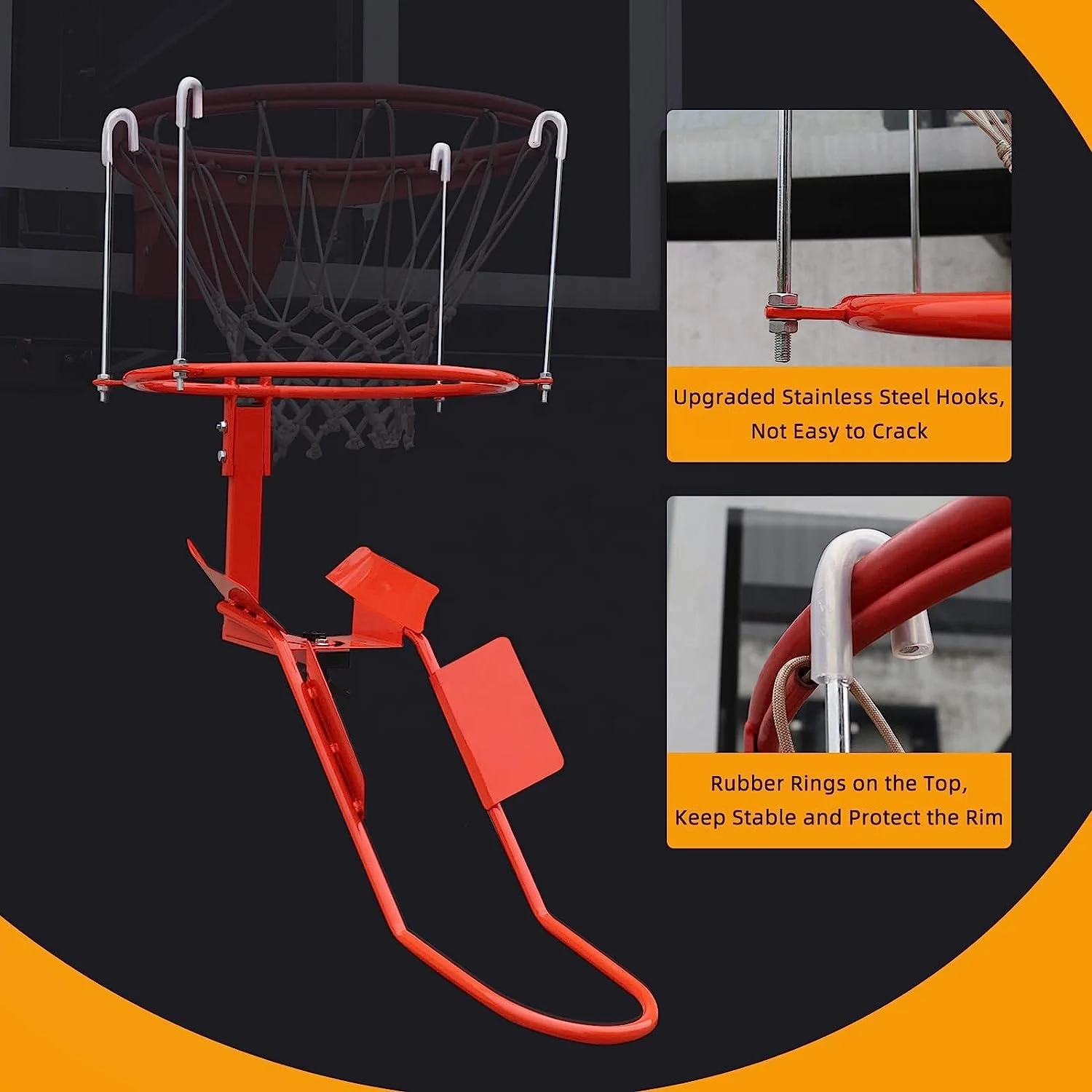 Perlengkapan Latihan Lempar Bola Basket dengan Ring Pengembalian Bola dari Baja Tahan Lama