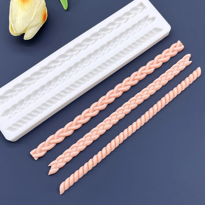 Rope Chain Cable Lace Silicone Mold Sugarcraft Chocolate Cupcake Baking Mould Resin Tools Fondant Cake Decorating Tools