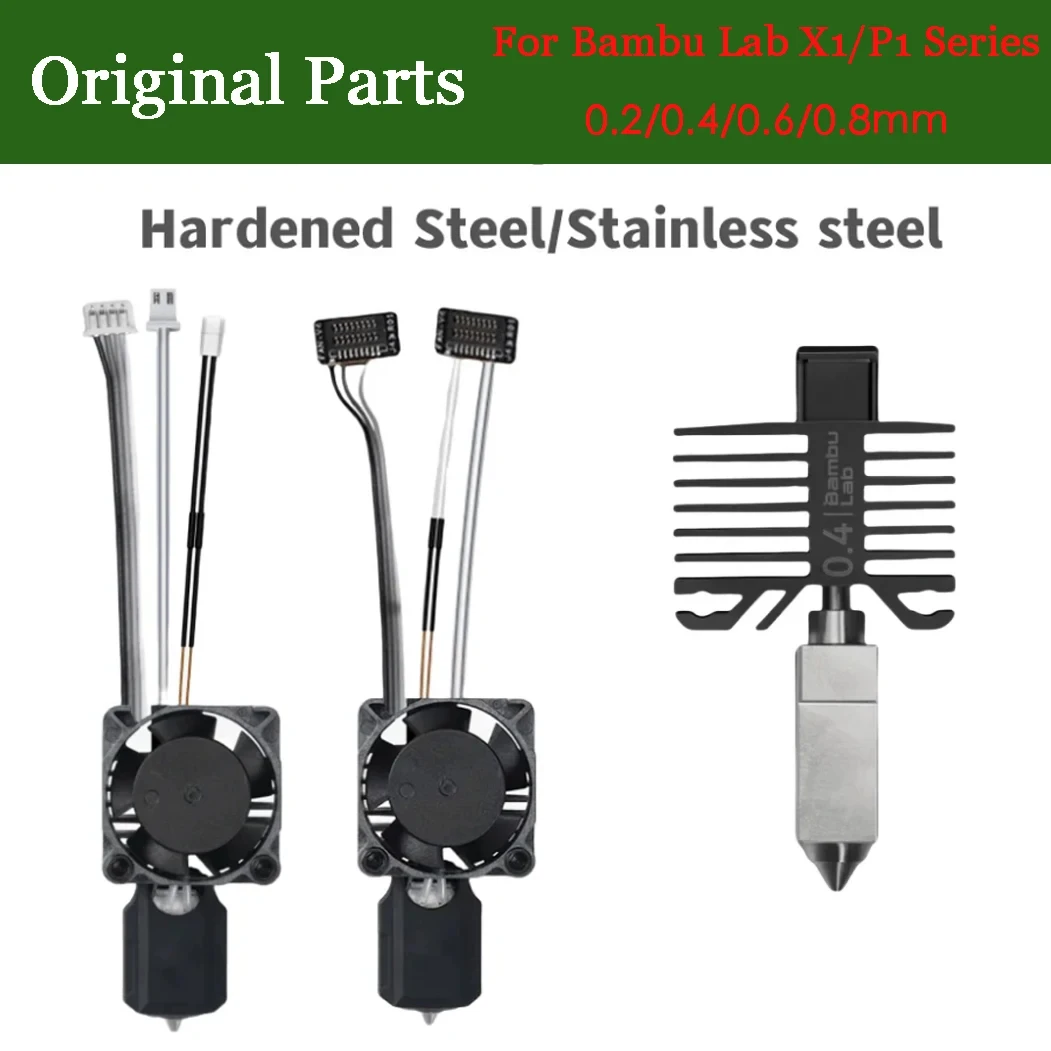 

Original Hotend For bambulab p1s Hardened Steel Nozzle X1c hotend complete Cooling Fan For Bambulab Hot end X1c accessories