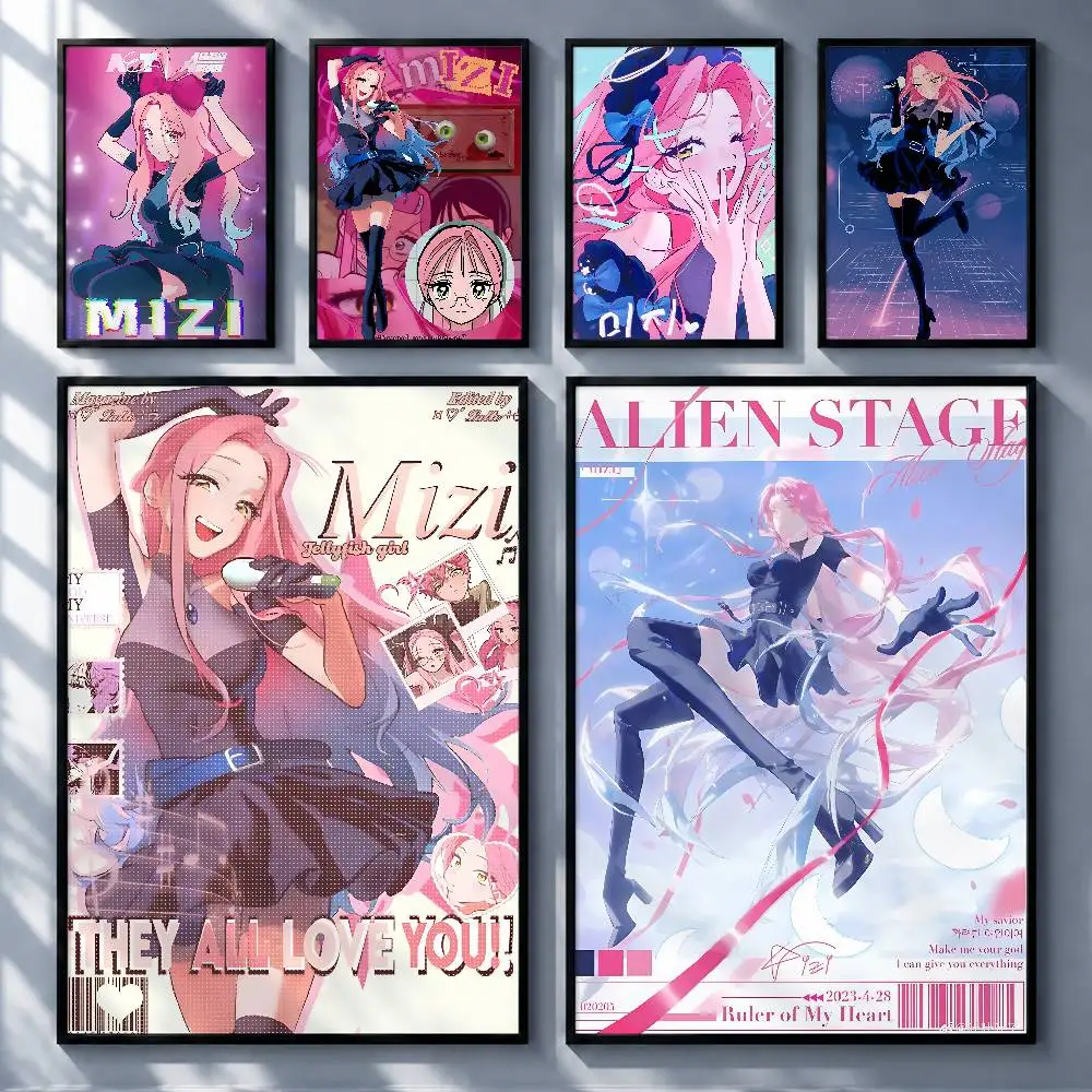 Viral Anime Alien Stage MIZI Posters Premium Self-Adhesive No Residue Wall Sticker for Home Office Bar Decor