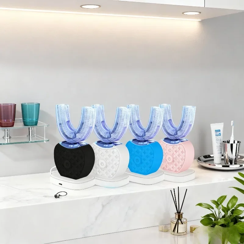 

Ultrasonic Electric Toothbrush Couple Set Smart Teeth Cleaning System 5 Cleaning Modes Wireless Charging Travel Case Gift