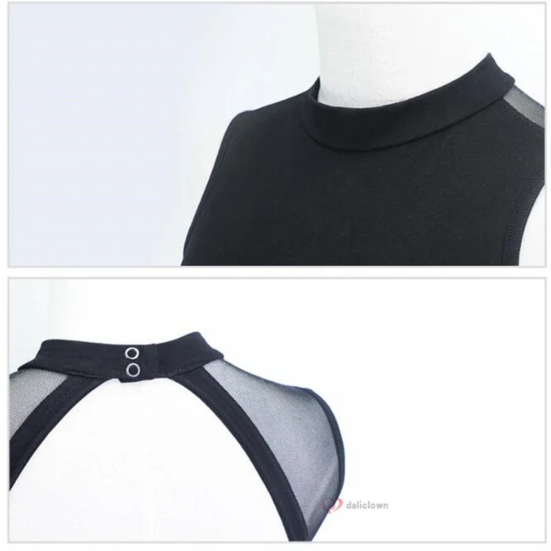 Leotardos de baile de Ballet para mujer, traje de baile de gimnasia, Sexy, malla negra, espalda abierta, cuello alto