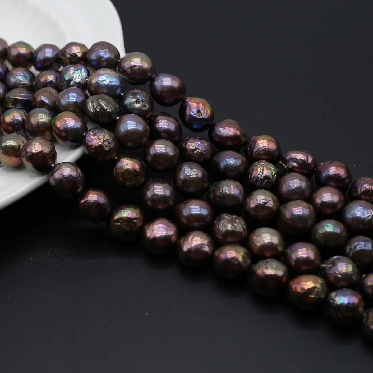 Natural Freshwater Baroque Pearls Beaded Black Round Loose Spacer Beads for Jewelry Making Diy Fine Fashion Bracelet Necklace