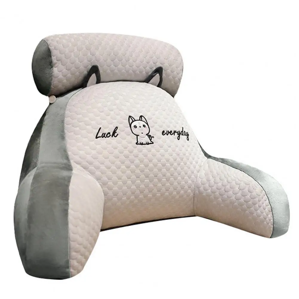 Bed Pillow Cartoon Print Bed Reading Pillow with Arm Support Detachable Backrest Sofa Couch Cushion for Comfortable Reading