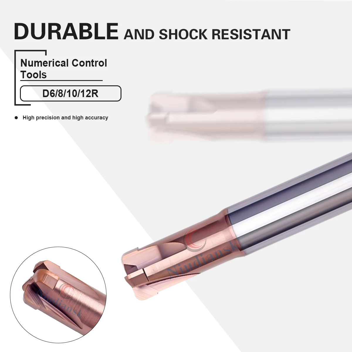 

D6/8/12R End Mill D6R1.5H2.5-M9.5 CNC Quenching Fast Feed To Milling Cutter End Mill Strong Remove The Black Skin Milling Knife