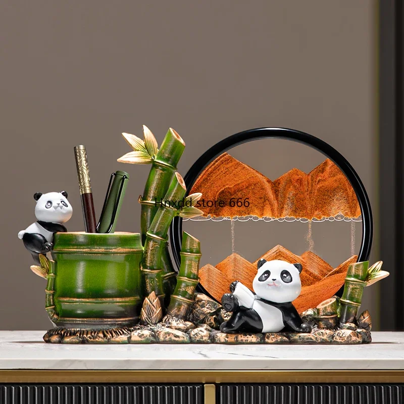 Panda merchandise Chinese style pen holder quicksand painting ornament