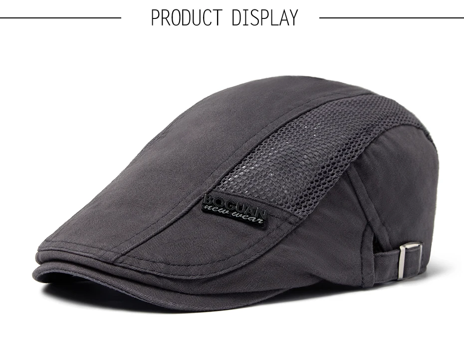 Mesh Cap Baskenmütze Für Männer Mode Brief Label Berets Sommer Baumwolle Atmungsaktive Sonnenblende Frauen Casual Entenschnabel Hut Einstellbar – Detail 3