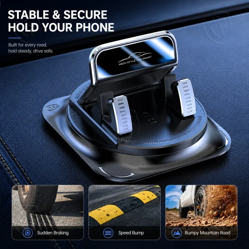 CF Car Phone Mount Anti Slip Silicone Dashboard Phone Holder 360-Degree Free Rotation Universal Head-Up Navigation Holder