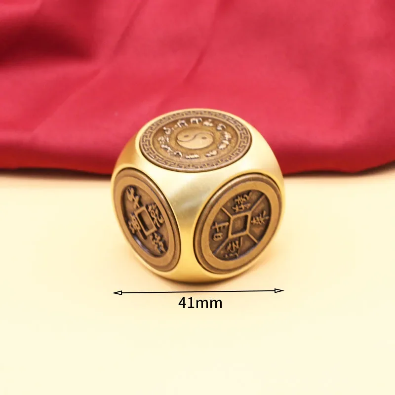 

Lucky Rotatable Copper Coin Dice Feng Shui Bagua Five Emperors Money Fortune Wealth Talisman Amulet Decompression Decor Crafts