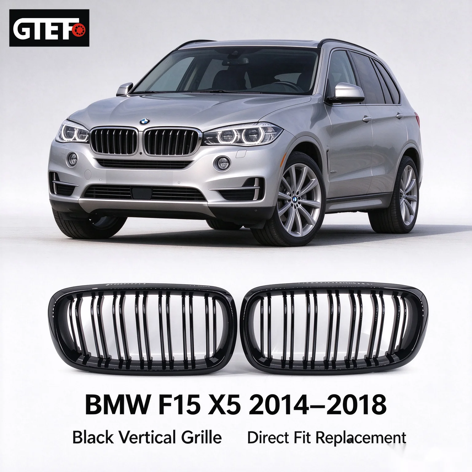 For BMW F15 F16 X5 X6 F85 F86 2014-2018 New Look Car Grille Grill Front Kidney Glossy 2 Line Double Slat Car Accessories