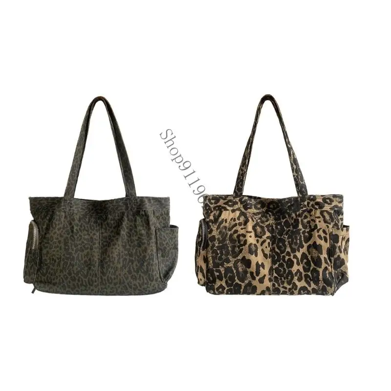 

Сумка-тоут с леопардовым принтом, сумки с пряжками, сумка для покупок, большая сумка через плечо с отделениями для путешествий,