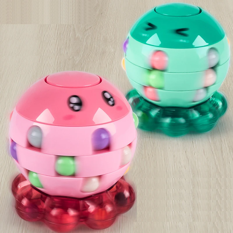 Cubo mágico giratorio de pulpo para niños, yema del dedo con forma de juguete, rompecabezas, juego interactivo creativo, juguetes para aliviar el estrés