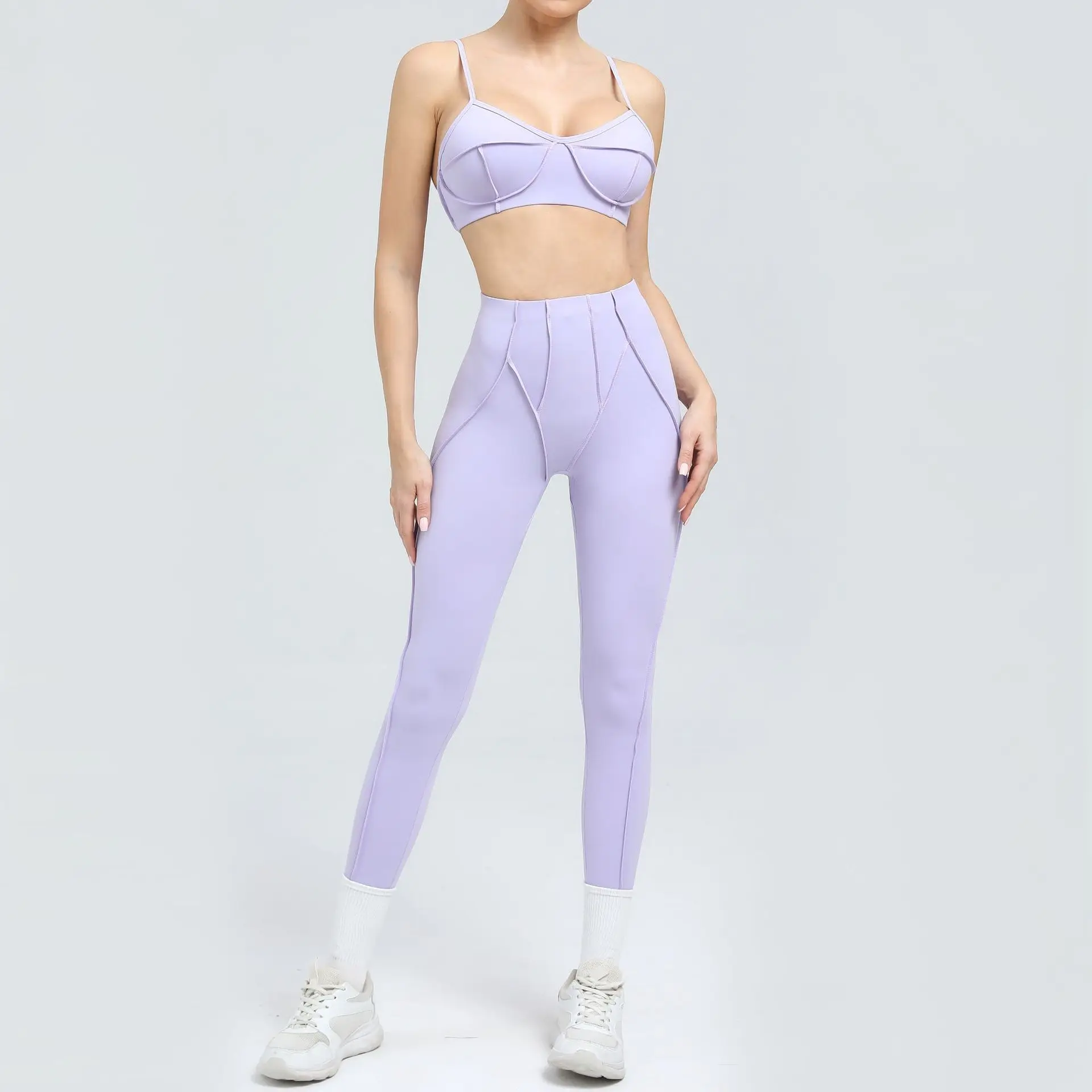 Seamless Yoga Set Sports Fitness Peach Hip High Waisted Quick Drying Sports Bra Suit Outdoor Workout Clothing Gym Suit for Women image 4