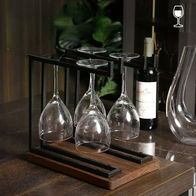Wrought Iron Red Wine Glass Holder Upside Down Rack, Goblet Household Wine Glass Holder Floor-to-ceiling Desktop Ornament