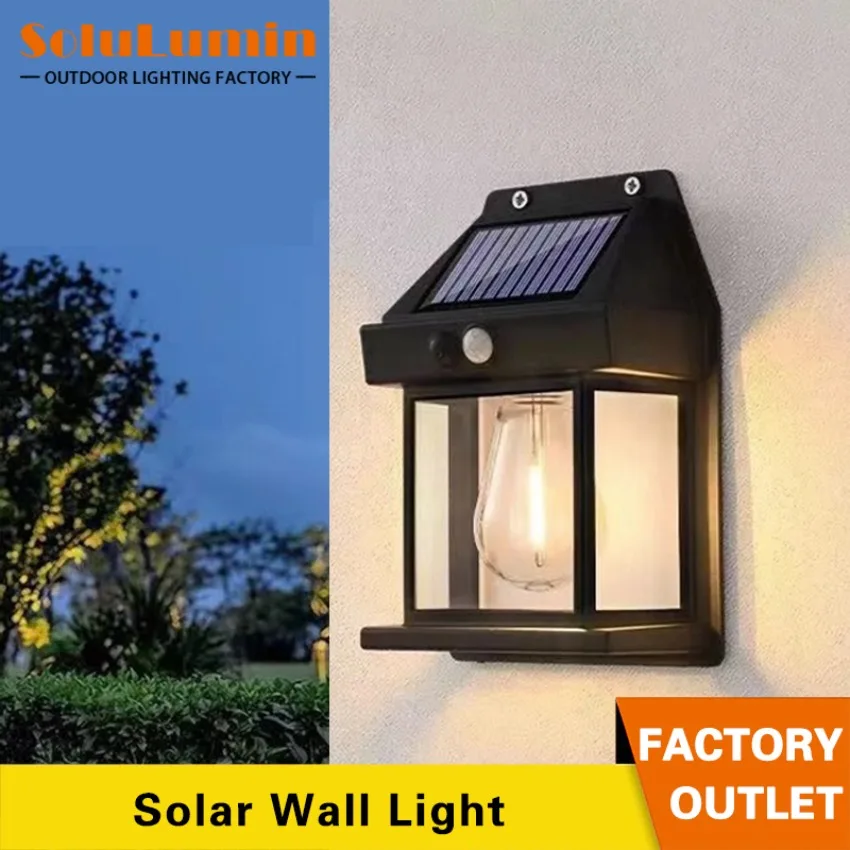 

LED Outdoor Garden Solar Wall Lamp Motion Sensor Waterproof Tungsten Filament Lamp Garden Wall Lamp Villa Courtyard Lighting