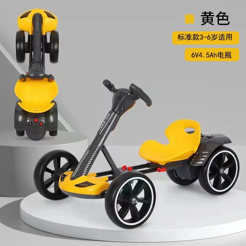 New Double Battery Foldable Electric Go Kart for 2 To 8 Years Old 4 Wheel Ride on Car