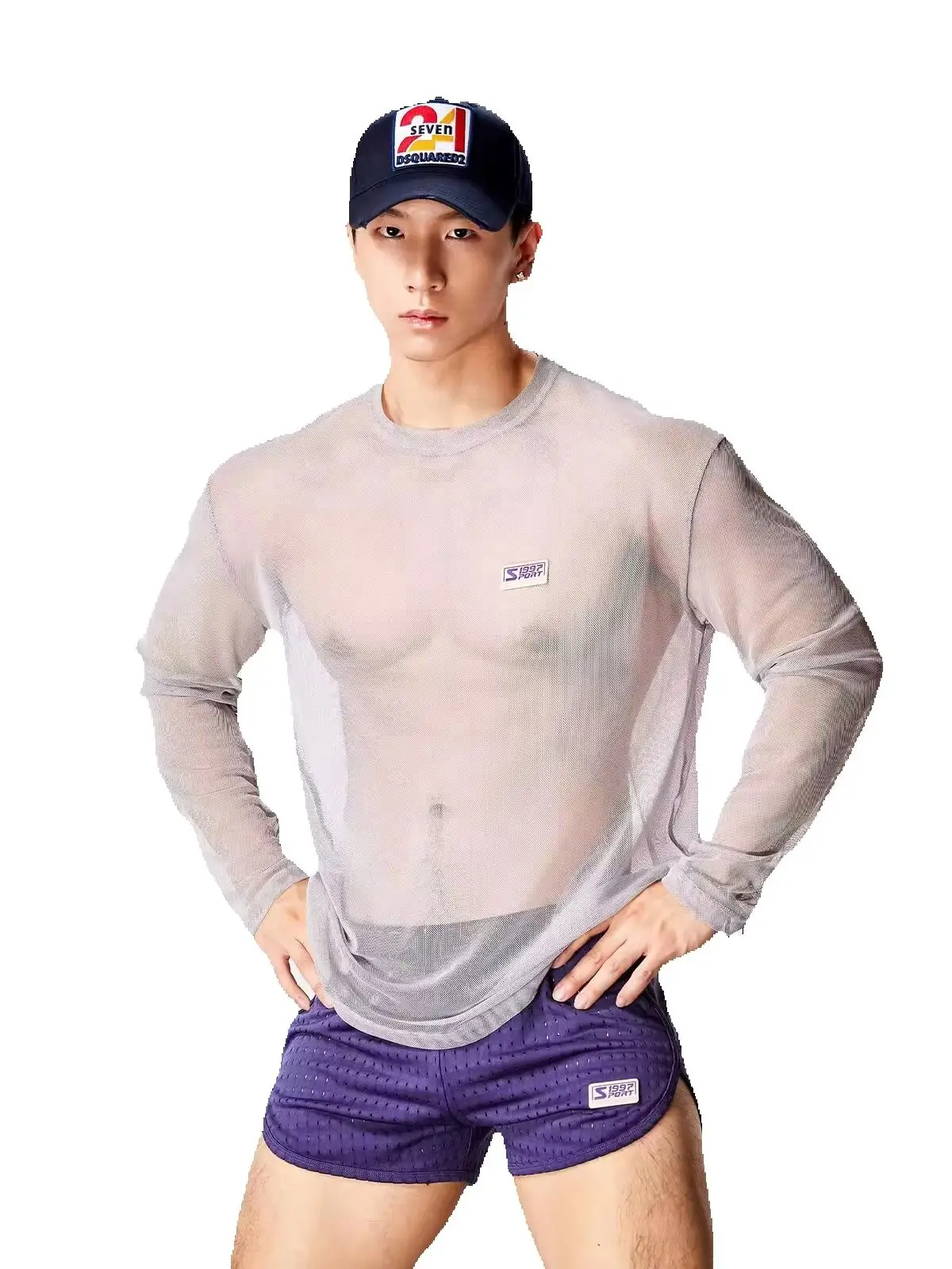 DROZENO Short-sleeved Sports Pit Slim-fit Leotard High Stretch Muscle Breathable T-shirt Round Neck Running Fitness Wear