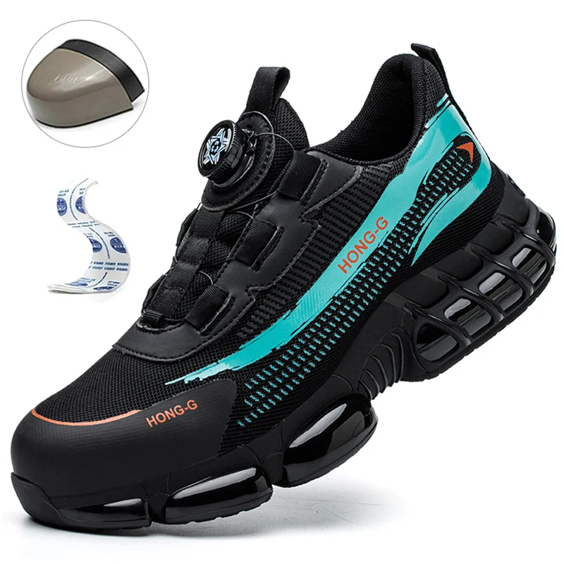 Modische Sicherheitsschuhe mit Drehknopf für Herren, Anti-Schlag- und Anti-Durchstich-Bergbaustiefel, Modische Herren-Sneaker, Sicherheitsarbeitsschuhe für Männer ﻿ – Detail 4