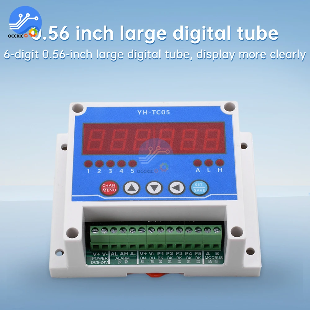 YH-TC05 5-Channel 5.5-дюймовый тахометр, Бесконтактный двигатель, оборот в минуту, тахометр, Датчик Холла, стоп-метр с функцией Modbus