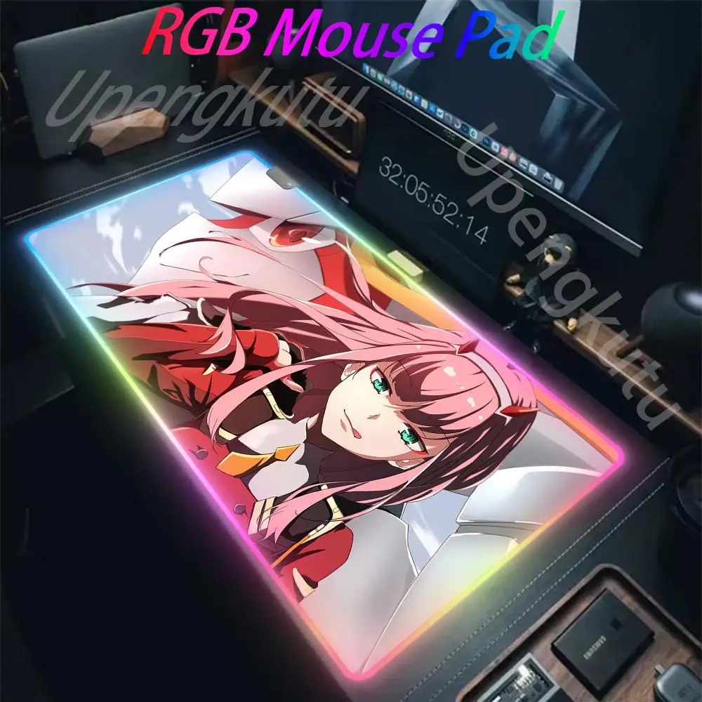 

RGB Mouse Pad Gamer Large Mousepad Anime Zero Two XL Mouse Mat Darling in the FranXX Carpet LED Rubber Keyboard Pads 50x100cm