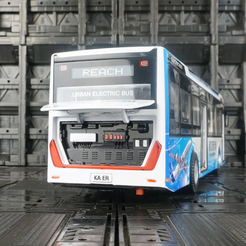 1: 42 New Energy Bus Alloy Bus Model Public Transport Children Toy Sliding Sound and Light Toy Airport Bus Door Openable