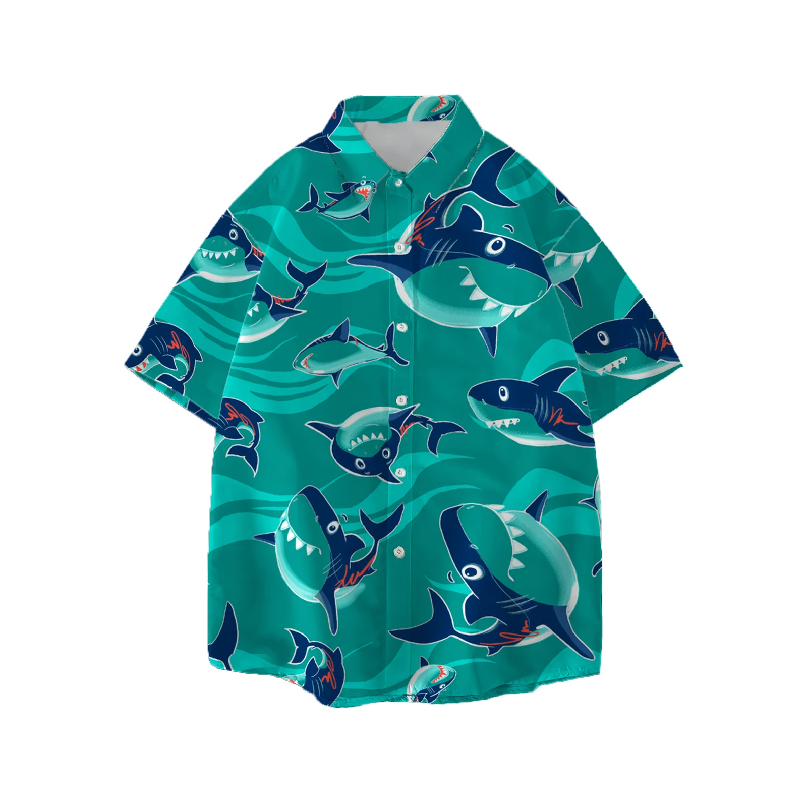 Jumeast Ocean Fish Men Hawaiian Shirt Seascape Graphic Aloha Shirts Unisex Baggy Beach Blouse Shark Youth Clothing Harajuku Tops