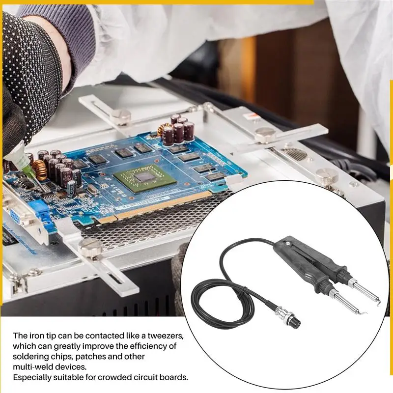 

A92P 902 Esd Smd Двойной паяльник Пинцет Ручка Зажим Нагревательные плоскогубцы Аксессуары для паяльной станции -Kb