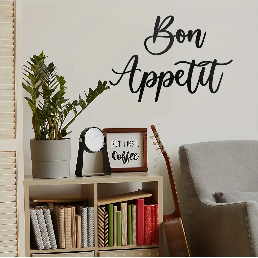 Iron Metal Home Decor Farmhouse Modern Cute Large Bon Appetit Metal Wall Hanging Art Kitchen Signs Wall Mounted Room Decor