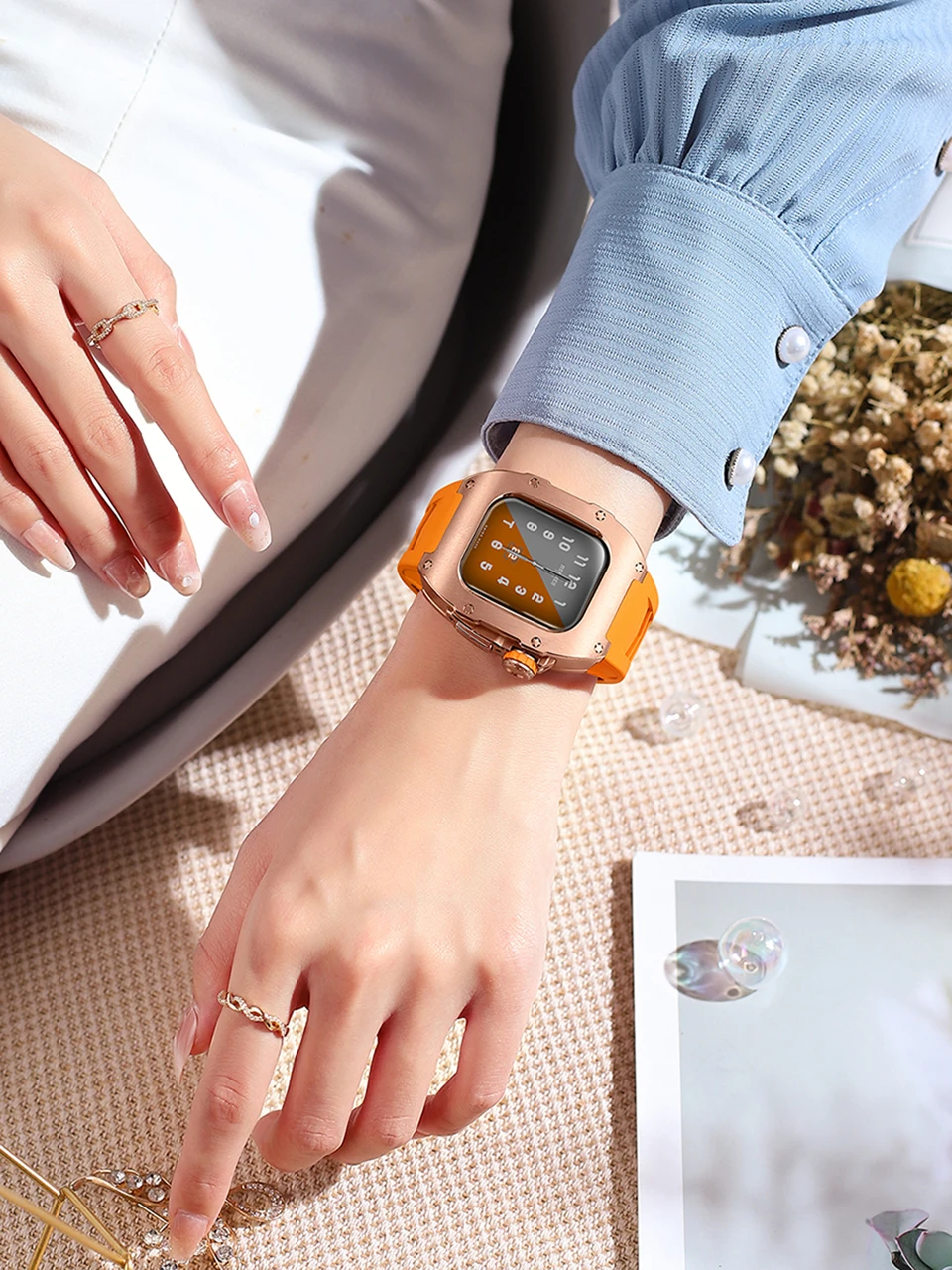 Mod Kit for Apple Watch s9 8 7 41mm Luxury Titanium Inlaid  Fashion Accessories Apply to  s6/5/4 SE 40mm Case and colosband