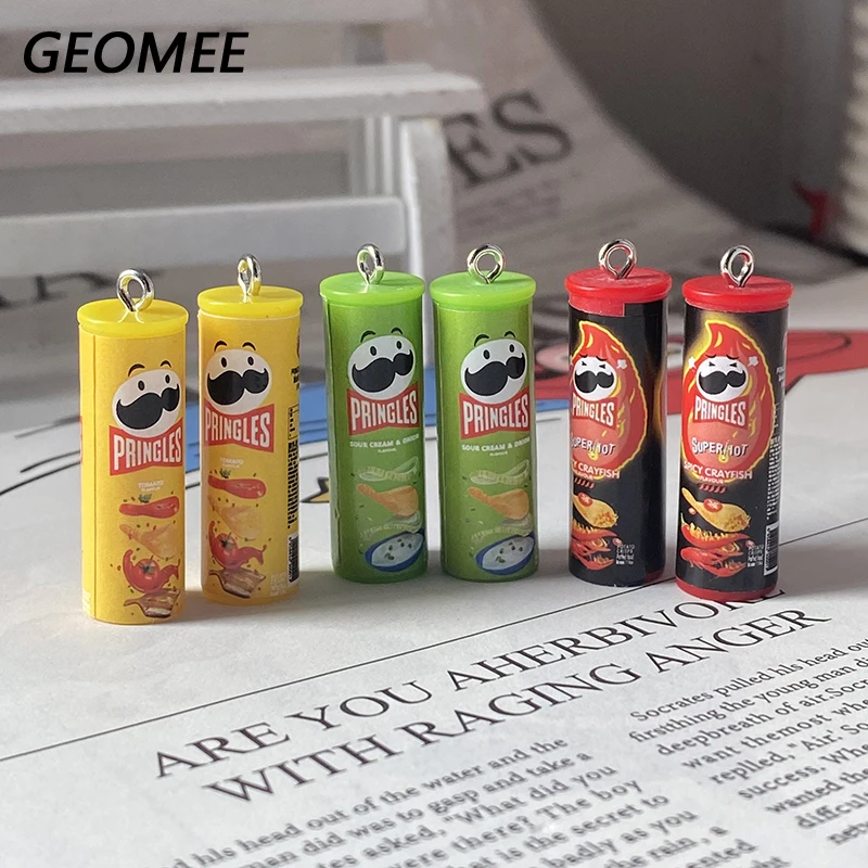 10 Uds. Mini cubo de patatas fritas de simulación 3D, dijes de resina, colgante bonito para manualidades de comida para pendientes, llavero, fabricación de joyería Diy