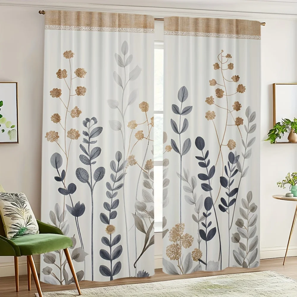 2-Pack Bohemian Print Door Curtains Fashionable Window Curtains for Bedroom, Living Room, Kitchen and Bathroom