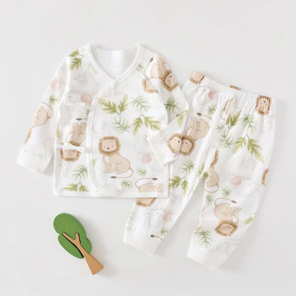 Baby Boy Suit Combed Cotton Long Sleeve Tops Pants Two Pieces Baby Girl Fall Clothes 0-6 Months Newborn Baby Outfits