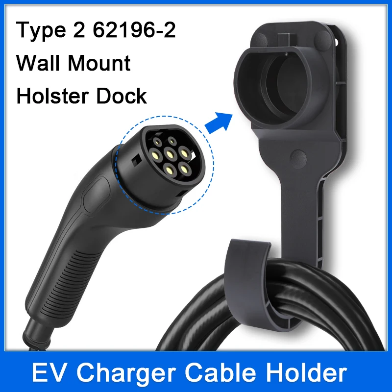 

For Type 2 Connector EU Plug Universal Wall Mount Bracket EV Charger Cable Holder For Electric Car Charging Gun Head Socket