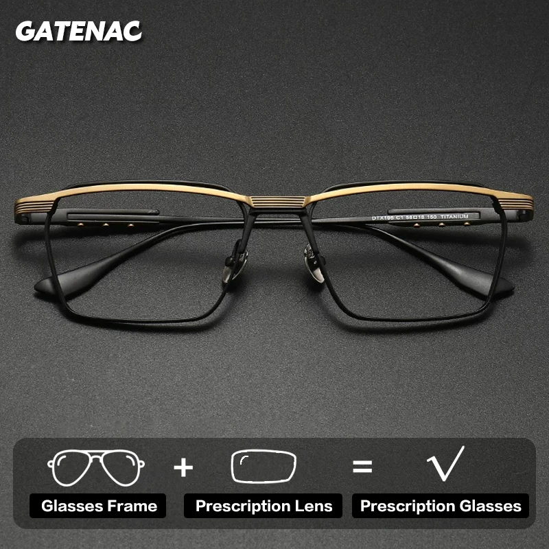 Gatenac Pure Titanium Prescription Glasses Men Luxury Photochromic Anti Blue Light Reading Glasses Myopia Progressive Eyewear
