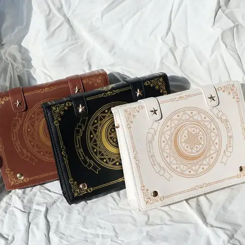 Kawaii Star Moon Badge Display Axelväska Magisk Bokdesign Transparent Fönster Dam Messenger Väska PU Flickor Ita-väska Lolita 10 best sales bokformad väska - №2