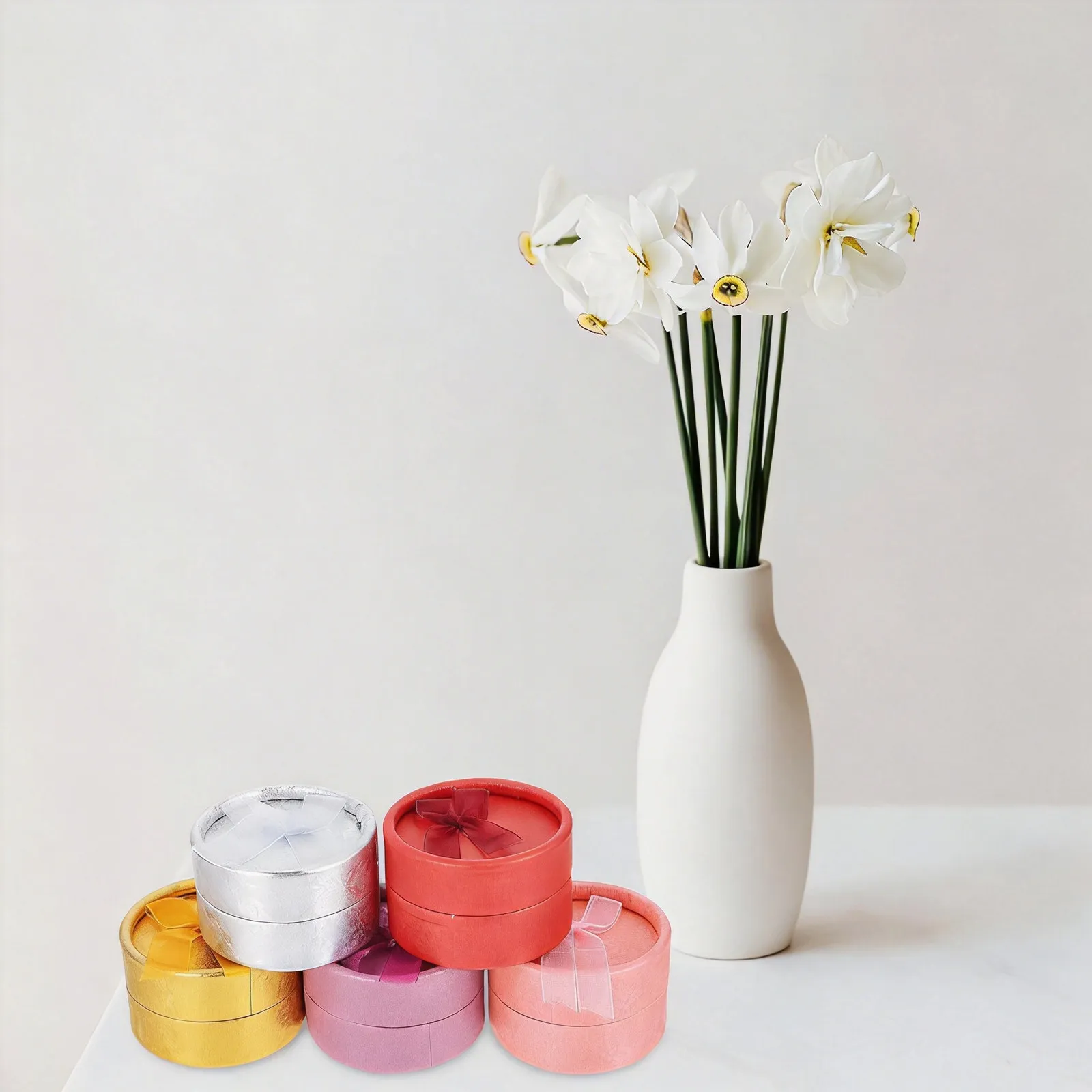 

20Pcs Round Ring Box Jewelry Container Bow-Tie Jewelry Box Stylish Gift Packing Case for Party Festival Bedroom Dressing Table